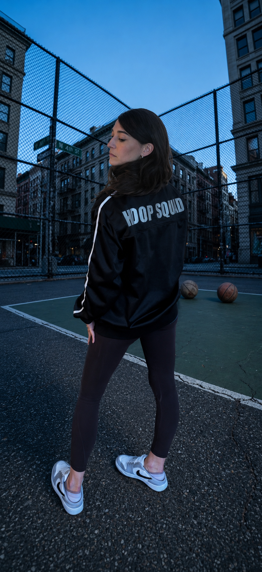 Black basketball jacket signature logo detail